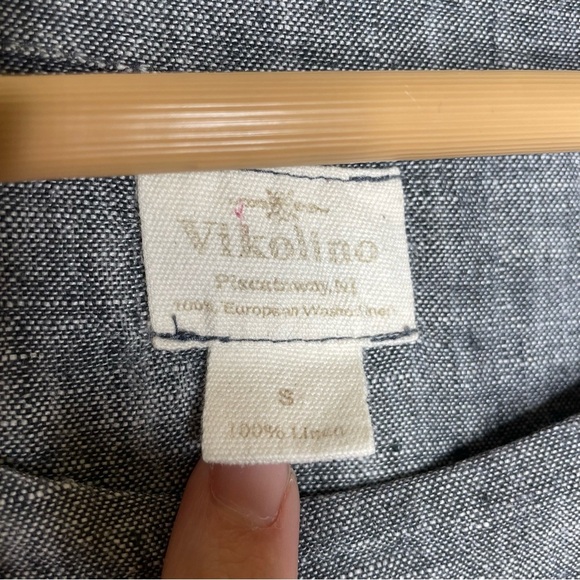 Vikolino 100% European Washed Linen Boho Tunic Dress Size S Lagenlook Charcoal - Picture 4 of 8